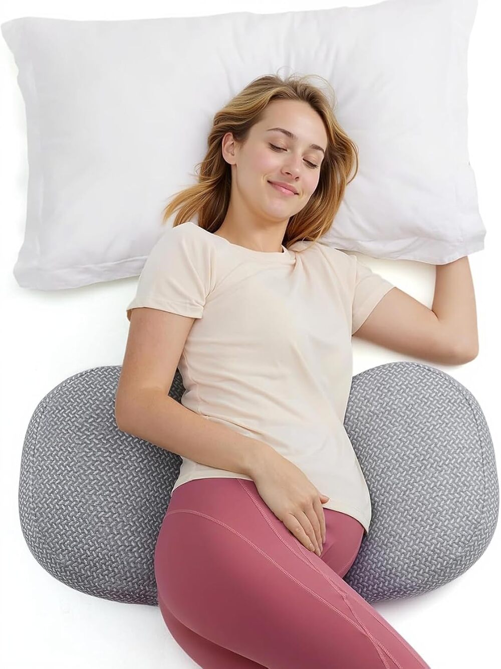 Momcozy Portable Pregnancy Pillow - Adjustable W Shaped Maternity Wedge Travel